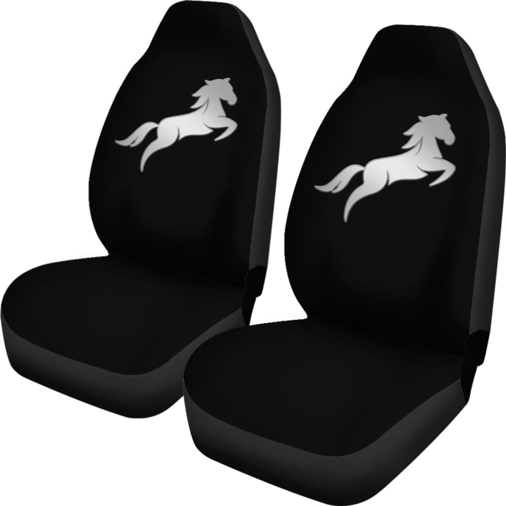 Black Mustang Horse Silhouette Car Seat Covers Custom 1 210701 - YourCarButBetter