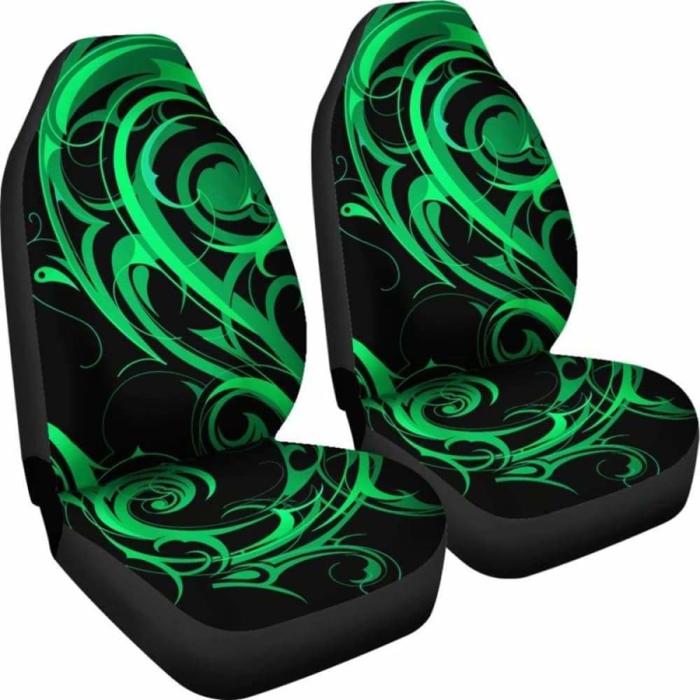 Black & Neon Green Tribal Swirls Car Seat Covers 105905 - YourCarButBetter