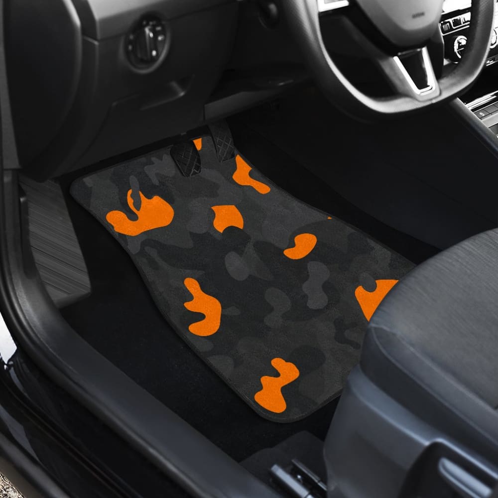 Black Orange Camouflage Car Floor Mats 210807 - YourCarButBetter