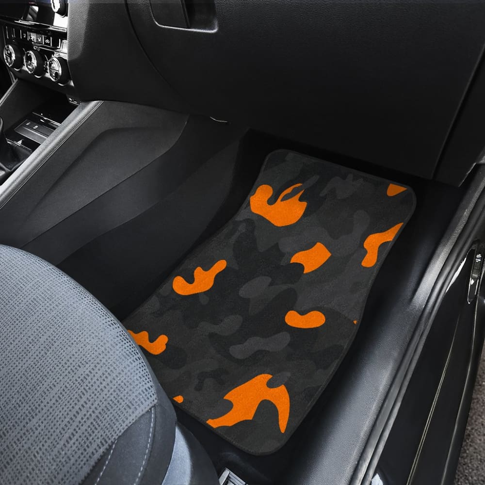 Black Orange Camouflage Car Floor Mats 210807 - YourCarButBetter