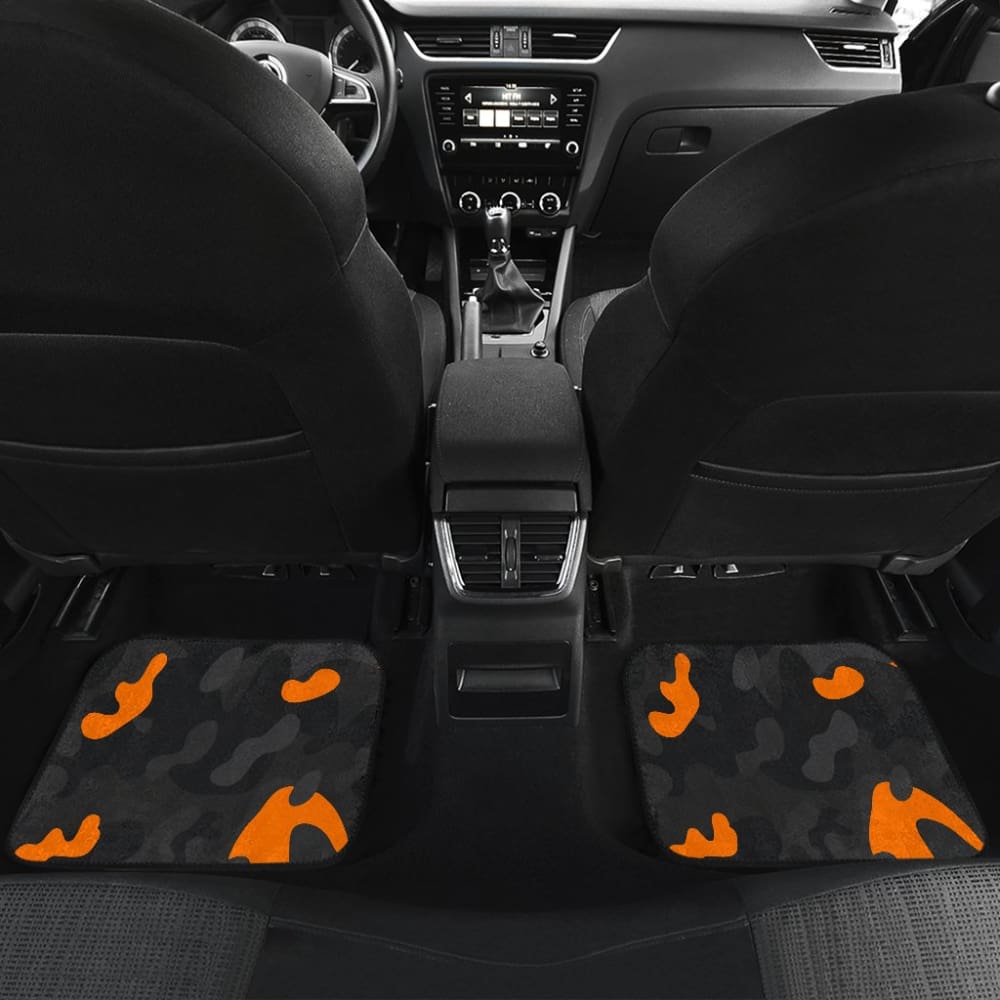 Black Orange Camouflage Car Floor Mats 210807 - YourCarButBetter