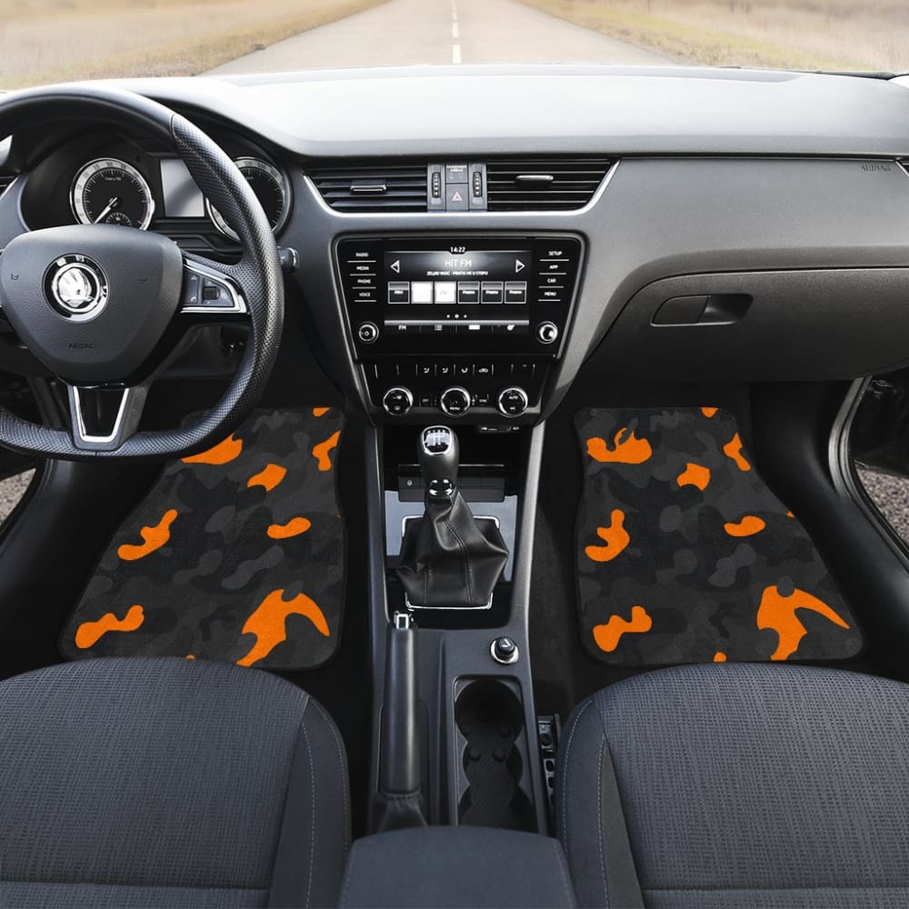 Black Orange Camouflage Car Floor Mats 210807 - YourCarButBetter