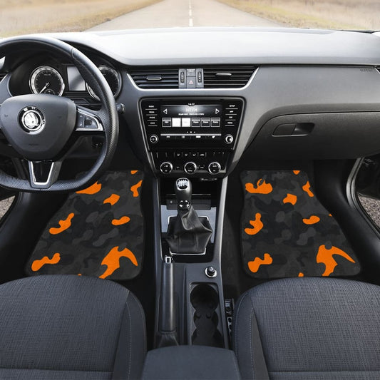 Black Orange Camouflage Car Floor Mats 210807 - YourCarButBetter