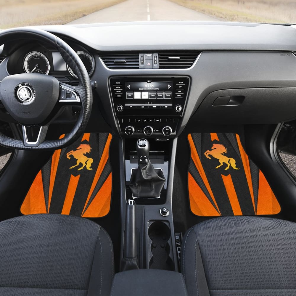 Black Orange Horse Mustang Metallic Style Printed Amazing Gift Ideas Car Floor Mats 211407 - YourCarButBetter