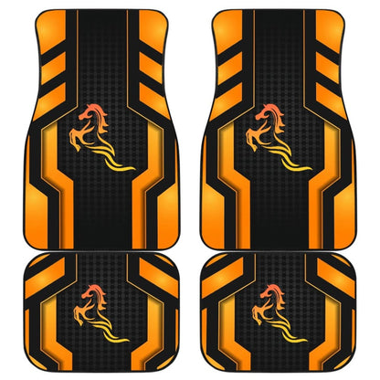 Black Orange Horse Mustang Metallic Style Printed Car Accessories Car Floor Mats 211407 - YourCarButBetter