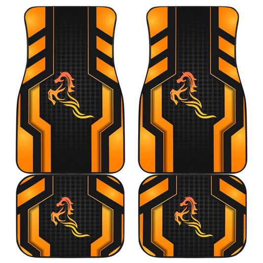 Black Orange Horse Mustang Metallic Style Printed Car Accessories Car Floor Mats 211407 - YourCarButBetter