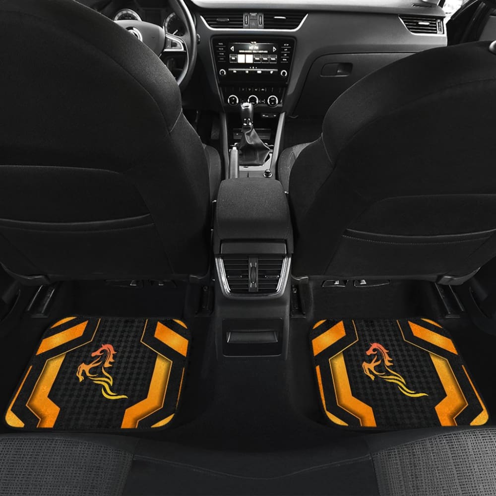 Black Orange Horse Mustang Metallic Style Printed Car Accessories Car Floor Mats 211407 - YourCarButBetter