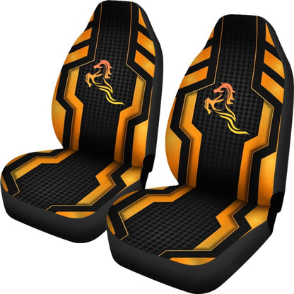 Black Orange Horse Mustang Metallic Style Printed Car Accessories Car Seat Covers 211407 - YourCarButBetter
