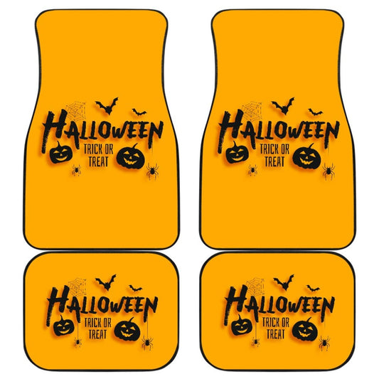 Black Orange Trick or Treat Halloween Car Floor Mats 212203 - YourCarButBetter
