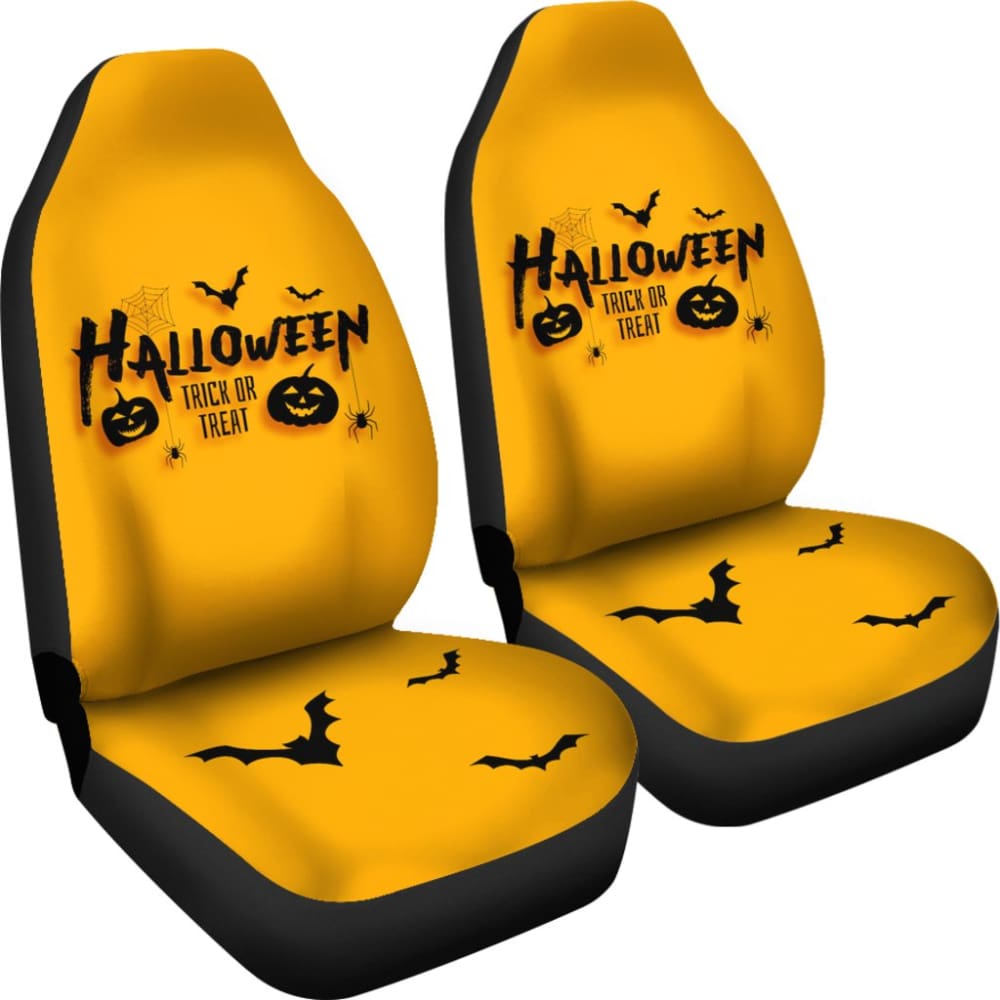 Black Orange Trick or Treat Halloween Car Seat Covers 212203 - YourCarButBetter