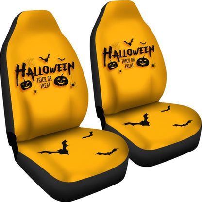 Black Orange Trick or Treat Halloween Car Seat Covers 212203 - YourCarButBetter