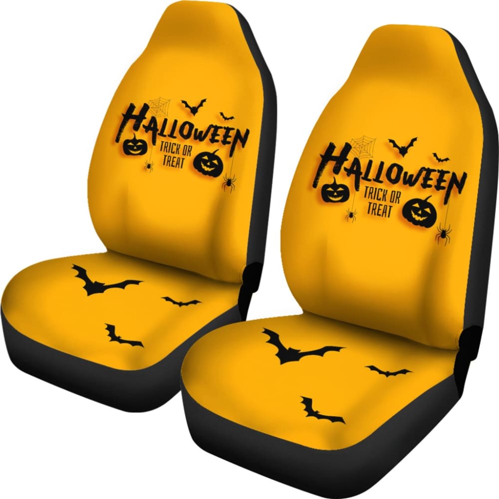 Black Orange Trick or Treat Halloween Car Seat Covers 212203 - YourCarButBetter