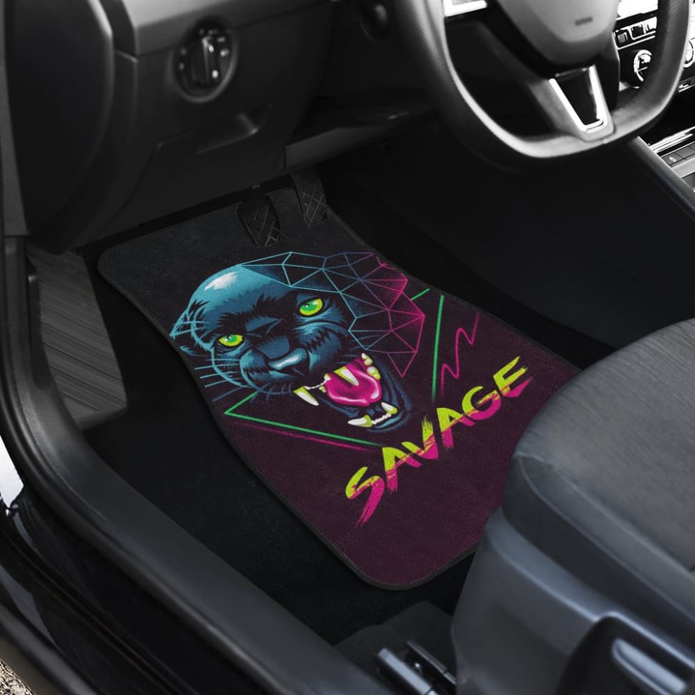 Black Panther Savage Awesome Poly Car Floor Mats 212601 - YourCarButBetter