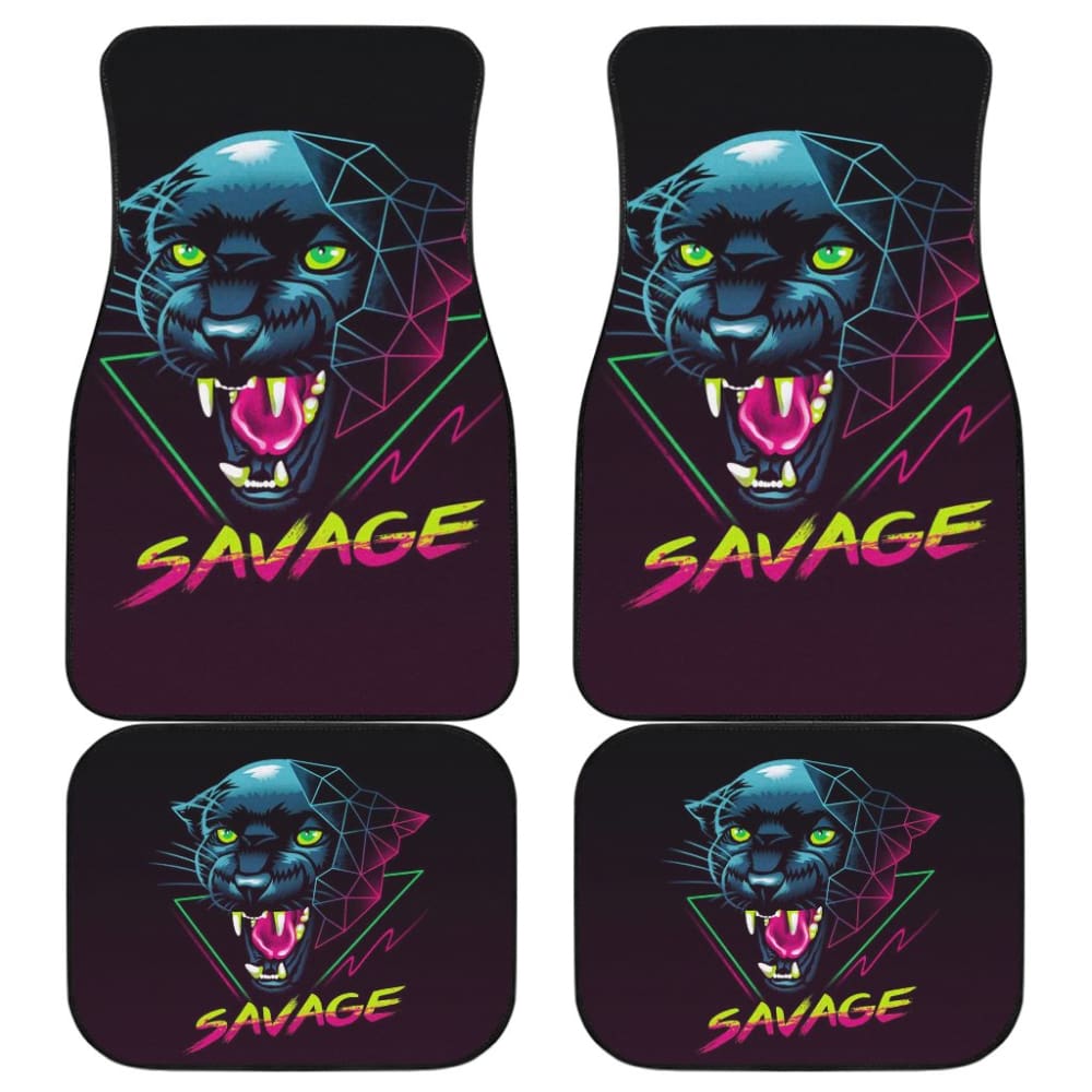 Black Panther Savage Awesome Poly Car Floor Mats 212601 - YourCarButBetter