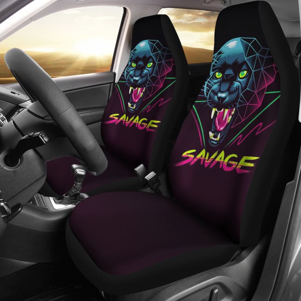 Black Panther Savage Awesome Poly Car Seat Covers 212601 - YourCarButBetter