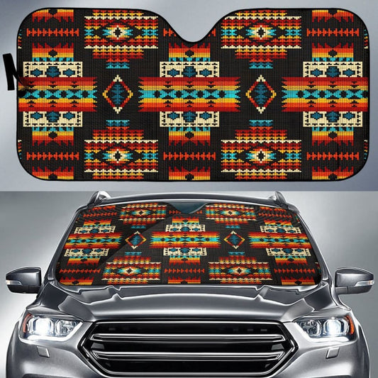 Black Pattern Native Auto Sun Shades 093223 - YourCarButBetter