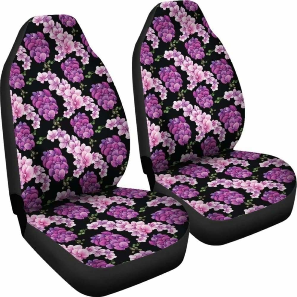 Black Pink And Purple Orchid Flower Car Seat Covers 174914 - YourCarButBetter