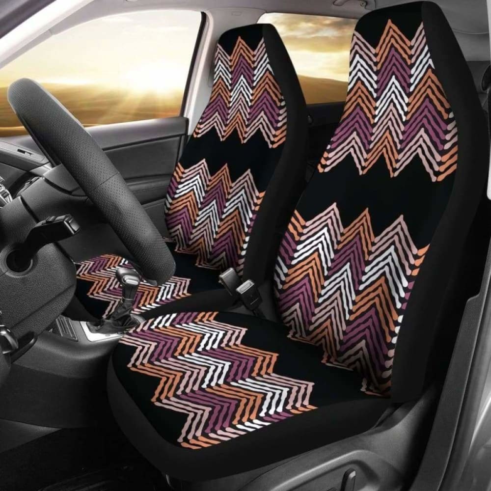 Black Purple Pink Orange And White Ethnic Pattern Car Seat Covers 105905 - YourCarButBetter