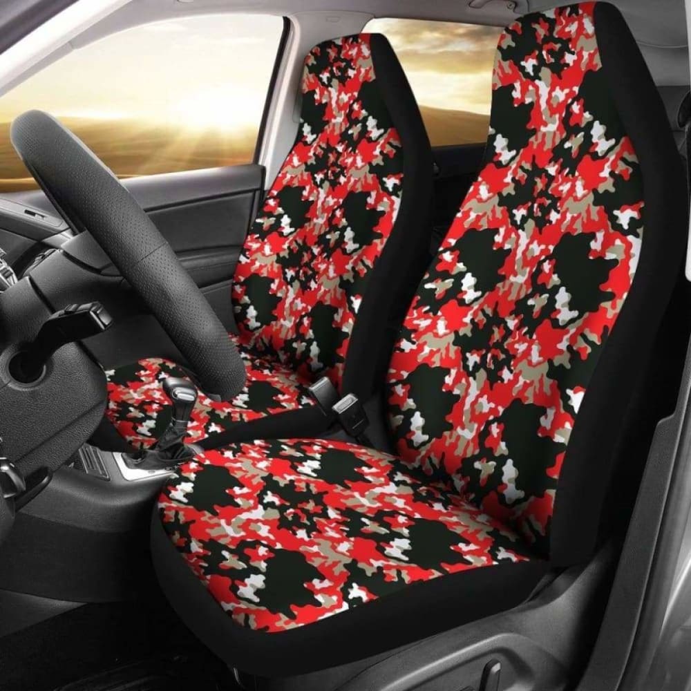 Black Red And Gray Skull Camouflage Camo Car Seat Covers 112608