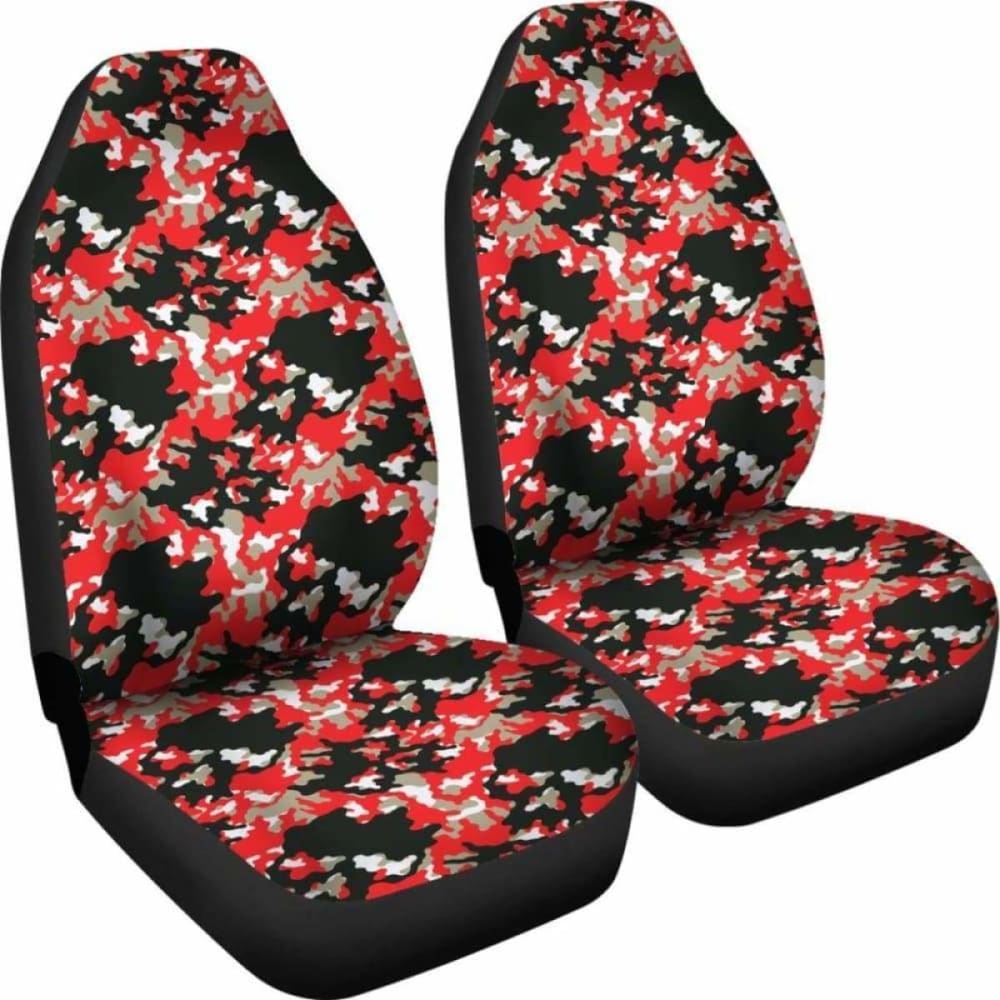 Black Red And Gray Skull Camouflage Camo Car Seat Covers 112608