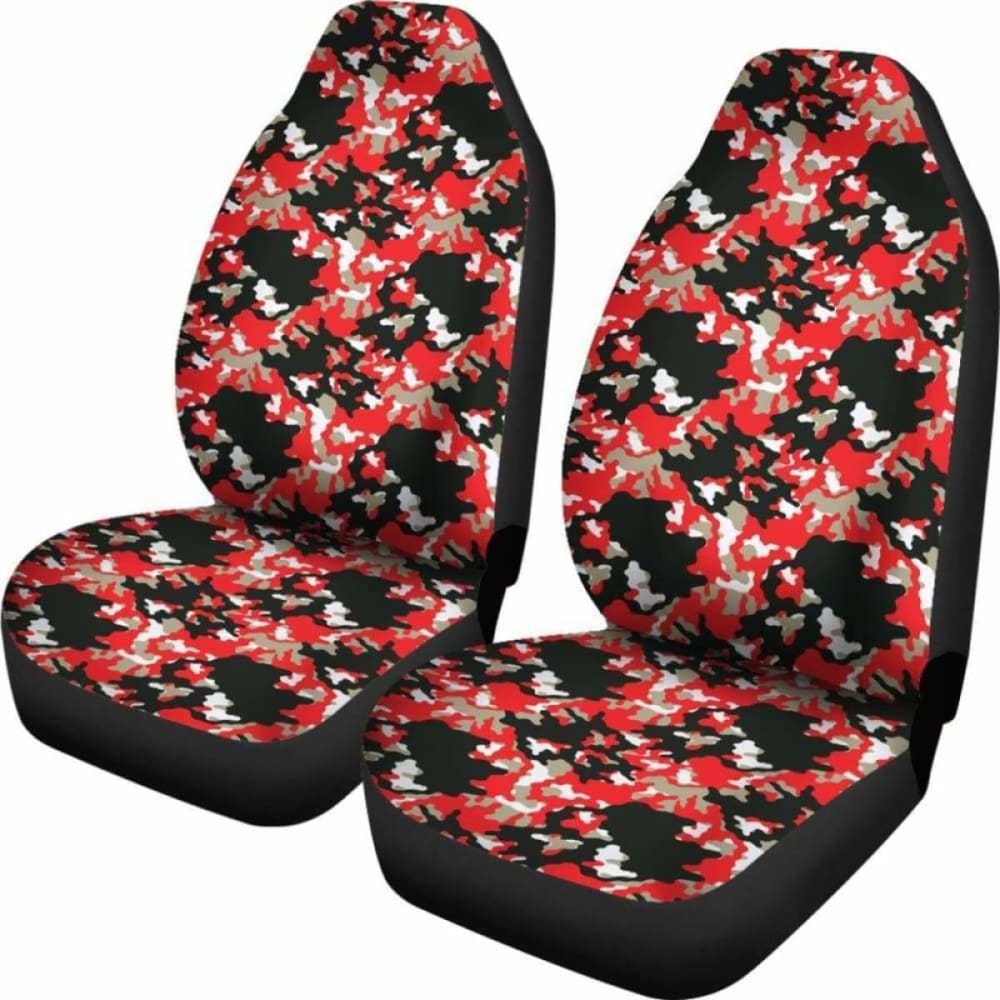 Black Red And Gray Skull Camouflage Camo Car Seat Covers 112608
