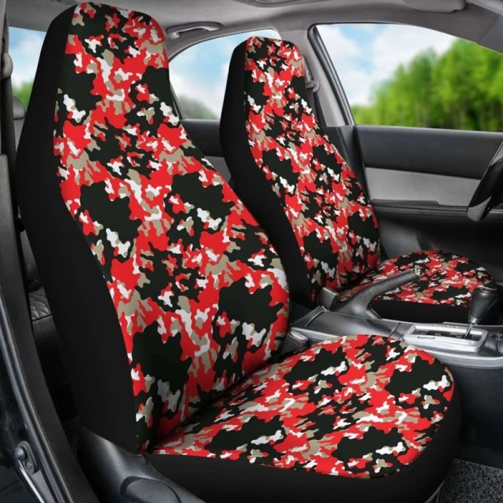 Black Red And Gray Skull Camouflage Camo Car Seat Covers 112608