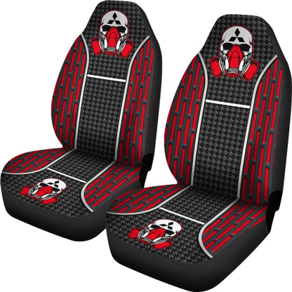 Black Red Poison Gas Skull Mitsubishi Car Seat Covers 210801 - YourCarButBetter