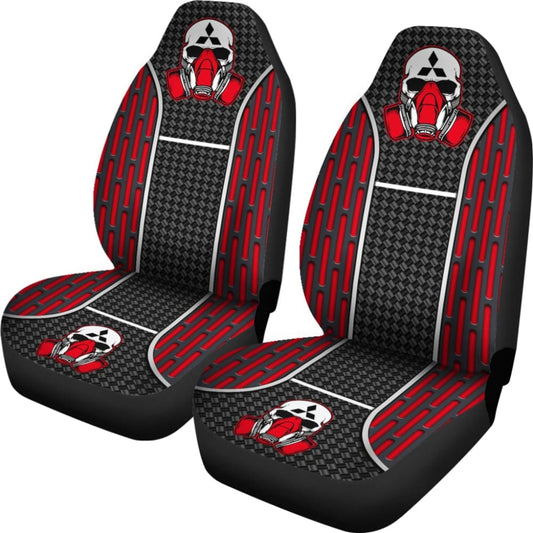 Black Red Poison Gas Skull Mitsubishi Car Seat Covers 210801 - YourCarButBetter