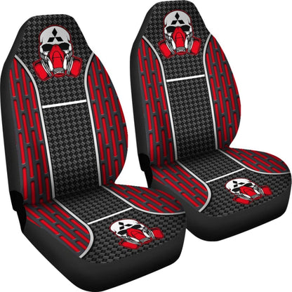 Black Red Poison Gas Skull Mitsubishi Car Seat Covers 210801 - YourCarButBetter
