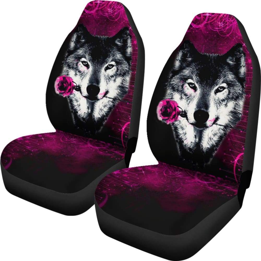 Black Rose Wolf Car Seat Covers for Lovers 212602