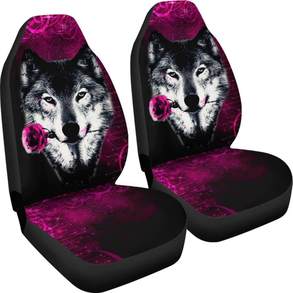 Black Rose Wolf Car Seat Covers for Lovers 212602