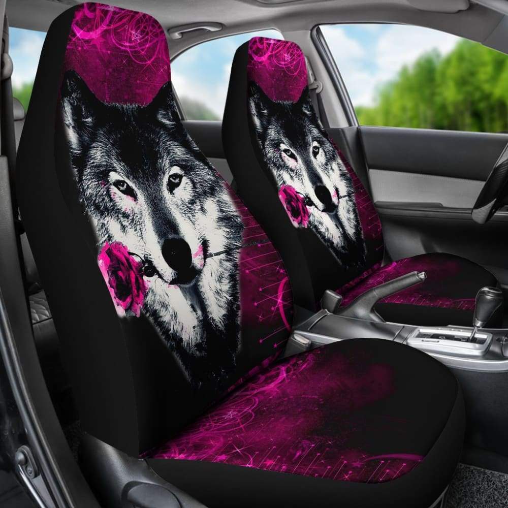 Black Rose Wolf Car Seat Covers for Lovers 212602