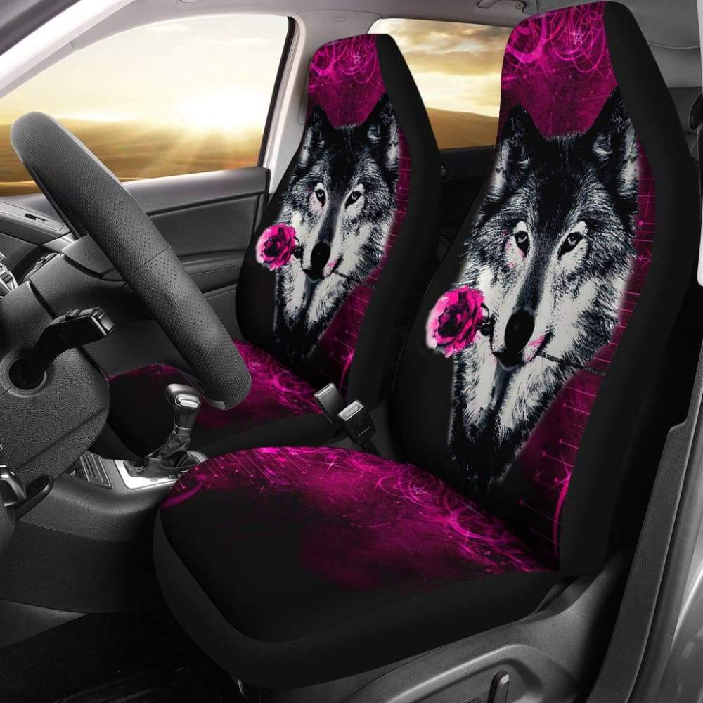 Black Rose Wolf Car Seat Covers for Lovers 212602