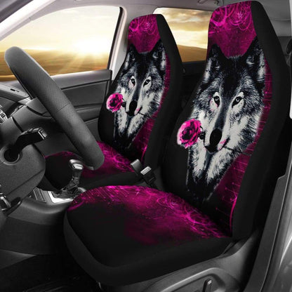 Black Rose Wolf Car Seat Covers for Lovers 212602