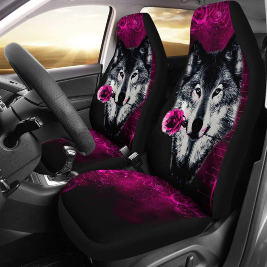 Black Rose Wolf Car Seat Covers for Lovers 212602