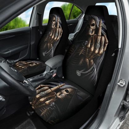 Black Themed Gothic Skull Grim Reaper Car Seat Covers 210201 - YourCarButBetter