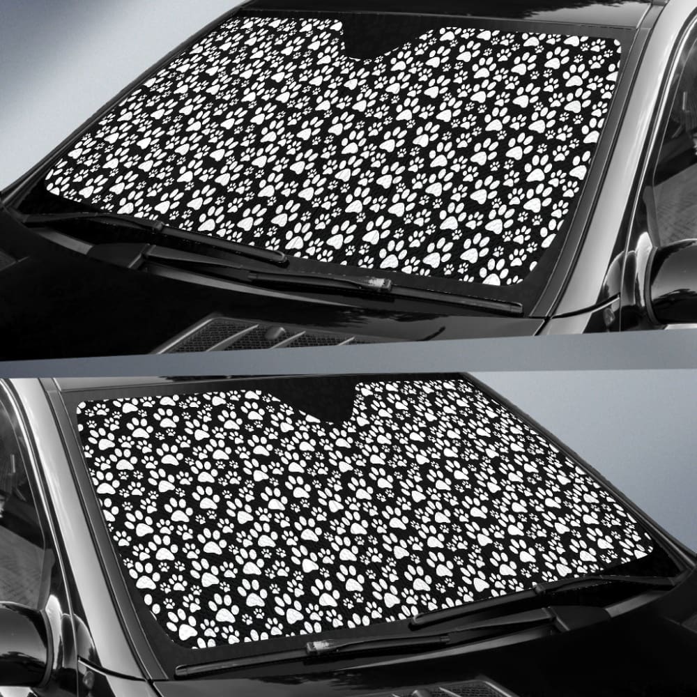 Black Themed Paw Print Car Auto Sun Shades 211901 - YourCarButBetter