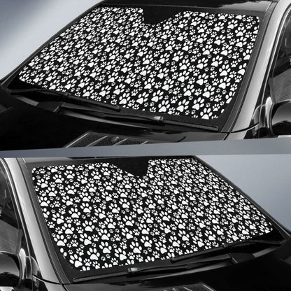 Black Themed Paw Print Car Auto Sun Shades 211901 - YourCarButBetter