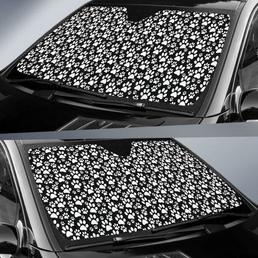 Black Themed Paw Print Car Auto Sun Shades 211901 - YourCarButBetter