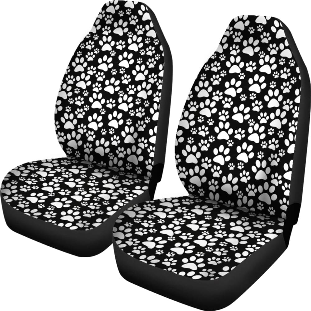 Black Themed Paw Print Car Seat Covers 211901 - YourCarButBetter