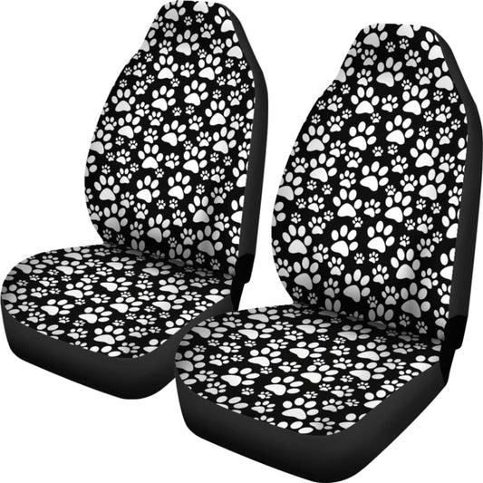 Black Themed Paw Print Car Seat Covers 211901 - YourCarButBetter