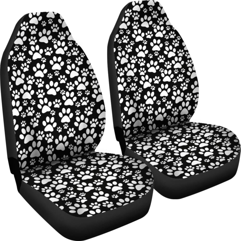 Black Themed Paw Print Car Seat Covers 211901 - YourCarButBetter