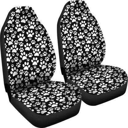 Black Themed Paw Print Car Seat Covers 211901 - YourCarButBetter