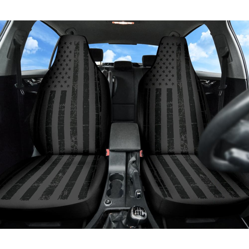 Black USA American Flag Car Seat Covers 210901 - YourCarButBetter