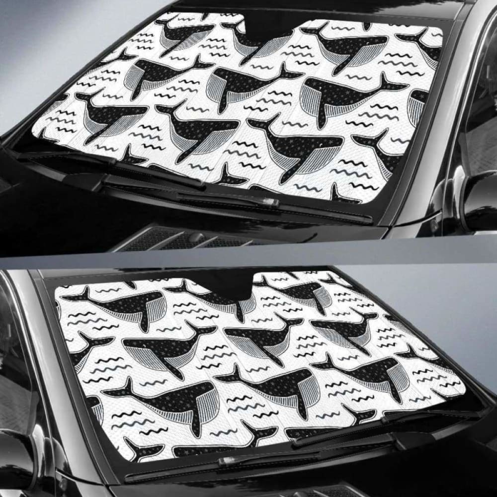 Black Whale Pattern Car Auto Sun Shades 085424 - YourCarButBetter