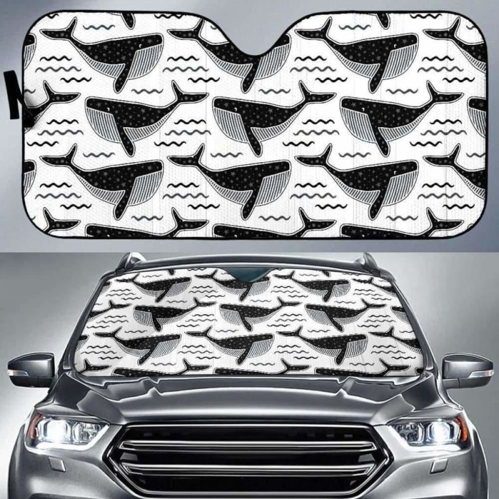 Black Whale Pattern Car Auto Sun Shades 085424 - YourCarButBetter