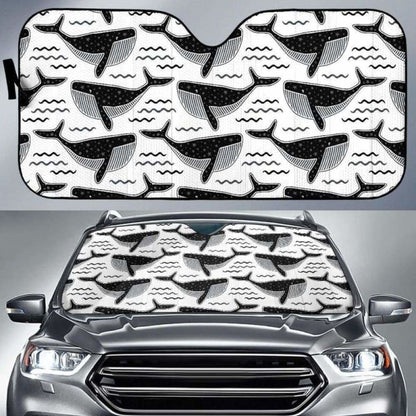 Black Whale Pattern Car Auto Sun Shades 085424 - YourCarButBetter