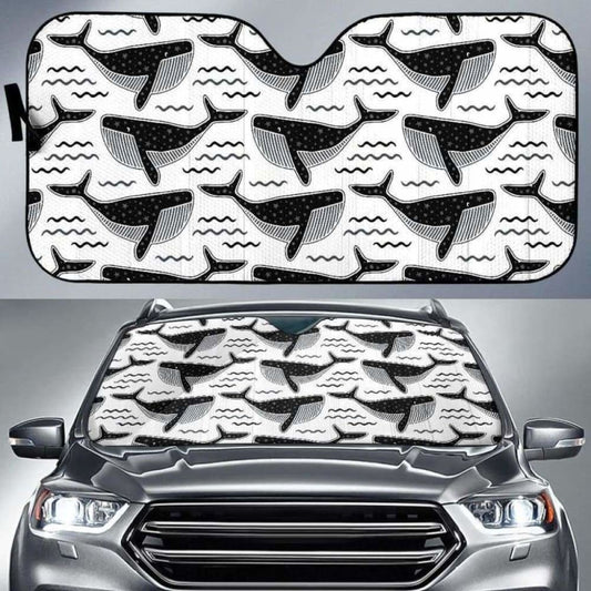 Black Whale Pattern Car Auto Sun Shades 085424 - YourCarButBetter