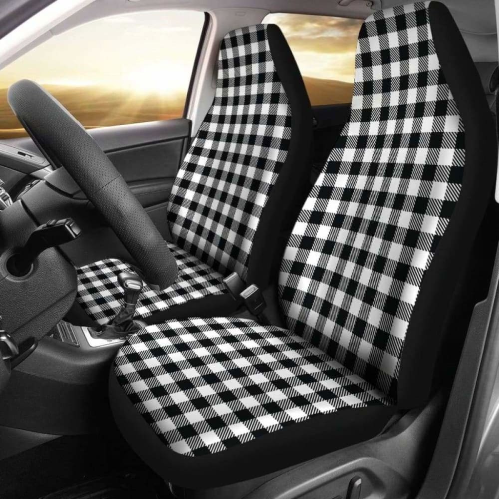 Black White Buffalo Plaid Car Seat Covers 105905 - YourCarButBetter