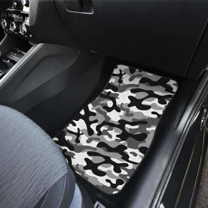 Black White Camo Camouflage Pattern Front And Back Car Mats 112608